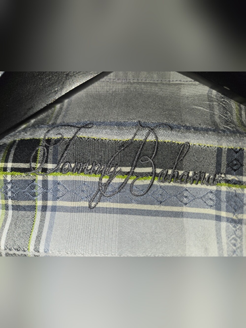 Tommy Bahama Men's Hawaiian Gray Plaid 100% Silk Casual Camp Shirt XL